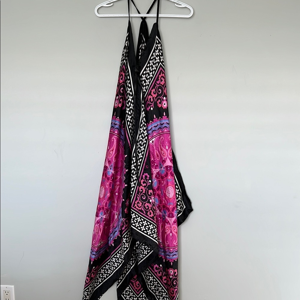 Bohemian Pink and Black Halter Dress